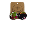 Aros diseño único hecho a mano. Tapitas metálicas con telas - 037