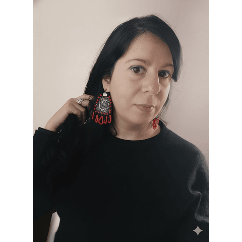 Aros animal print bordado con mostacillas - Diseño único hecho a mano 