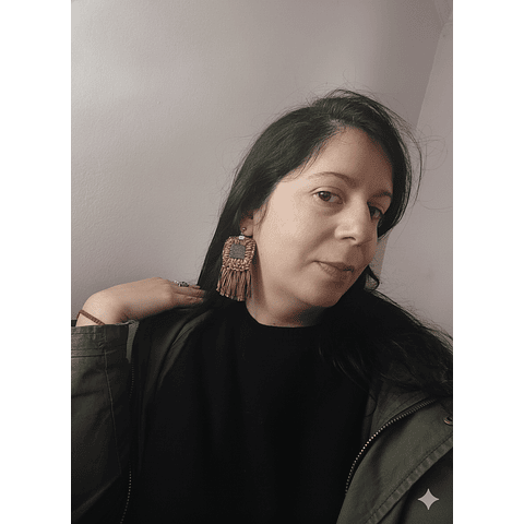 Aros ecocuero café con flequillos - Diseño único hecho a mano