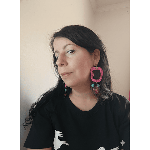 Aros catranas jeans engomado negro - Diseño único hecho a mano 