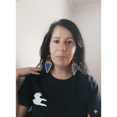 Aros jeans negro y azul - Diseño único hecho a mano 