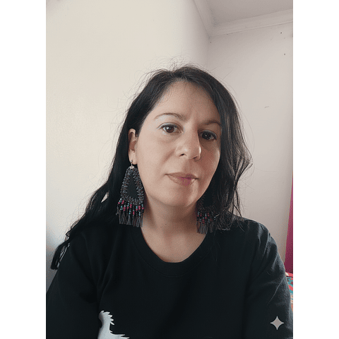 Aros flecos mostacilla Jeans engomado -  Diseño único hecho a mano 