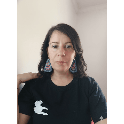 Aros jeans pintados a mano - Diseño único hecho a mano