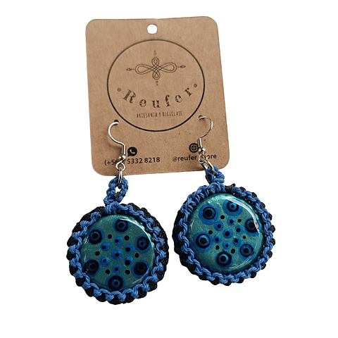 Aros diseño único hecho a mano - Tapitas pintadas a mano