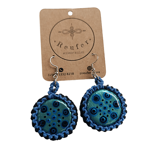 Aros diseño único hecho a mano - Tapitas pintadas a mano