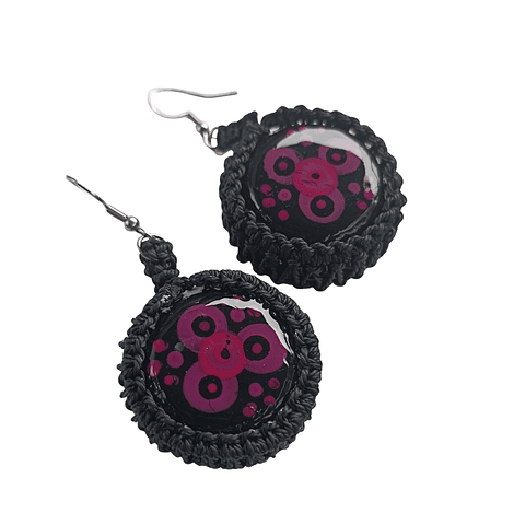 Aros diseño único hecho a mano - Tapitas pintadas a mano