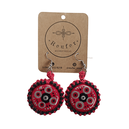 Aros diseño único hecho a mano - Tapitas pintadas a mano