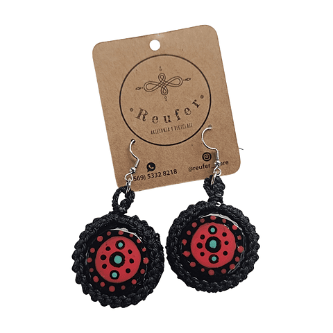 Aros diseño único hecho a mano - Tapitas pintadas a mano