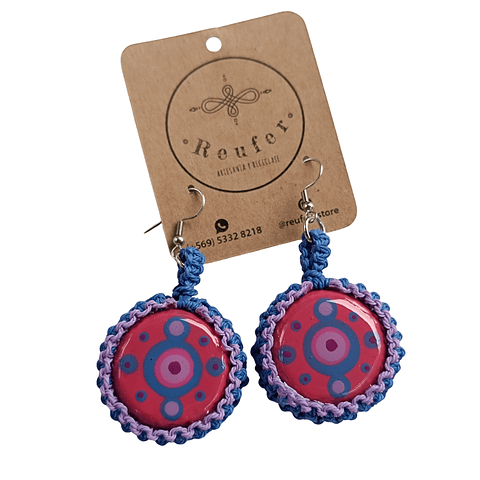 Aros diseño único hecho a mano - Tapitas pintadas a mano