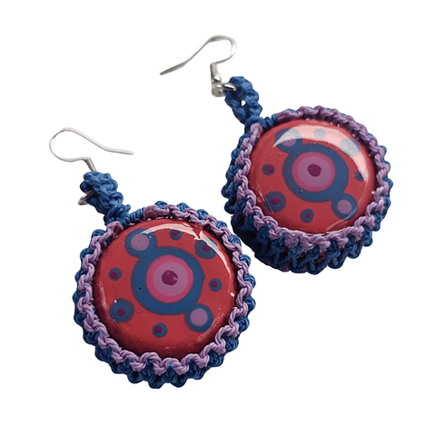 Aros diseño único hecho a mano - Tapitas pintadas a mano