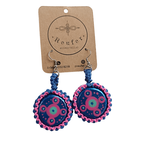 Aros diseño único hecho a mano - Tapitas pintadas pintados a mano