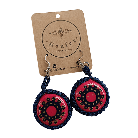 Aros diseño único hecho a mano - Tapitas pintadas a mano