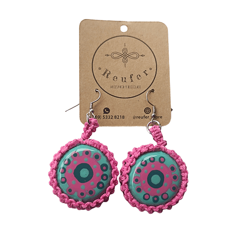 Aros hechos a mano diseño único - Tapitas pintadas a mano