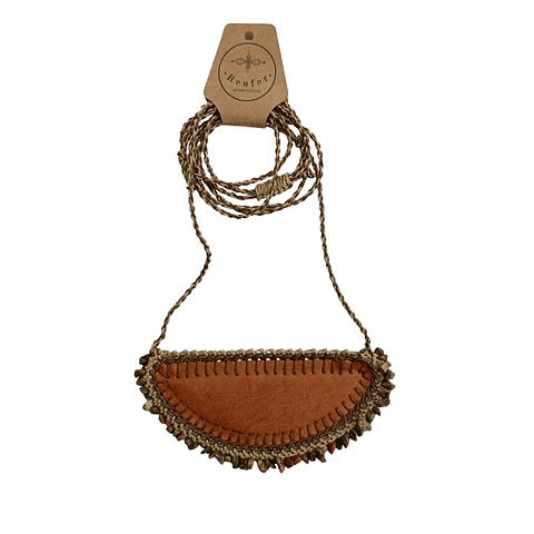 Collar ecocuero y piedra Unakita - Diseño único hecho a mano - CO03