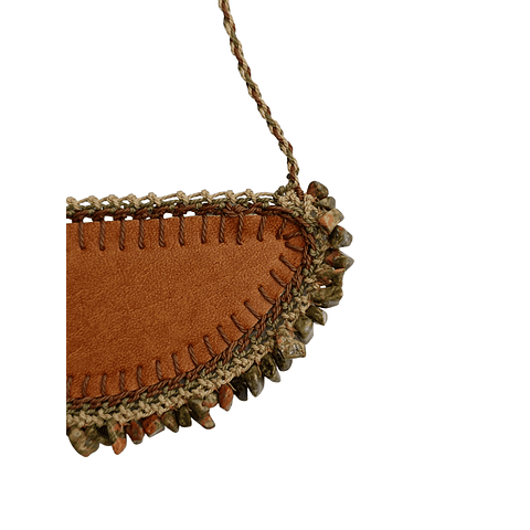 Collar ecocuero y piedra Unakita - Diseño único hecho a mano - CO03