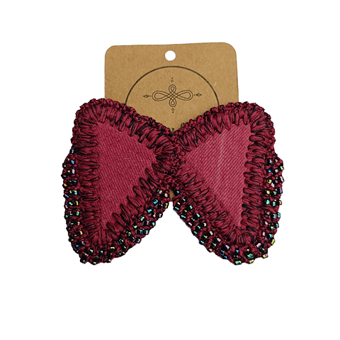 Aros diseño único hecho a mano - Jeans burdeo - 073