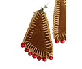 Aros cuero y piedra Howlita roja - Diseño único hecho a mano - 077