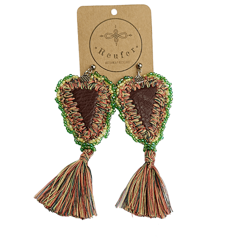 Aros ecocuero con borlas - Diseño único hecho a mano - 102