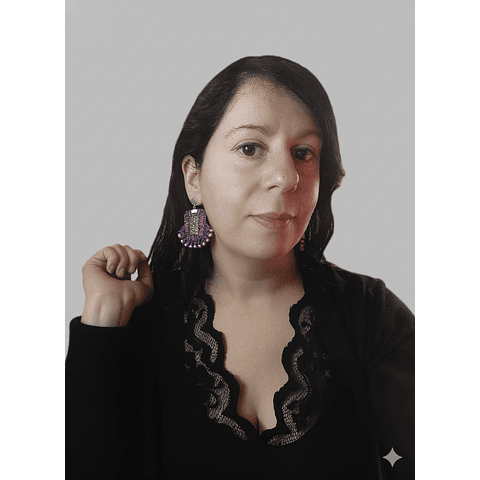 Aros ecocuero bordados con mostacillas - Diseño único hecho a mano - 092