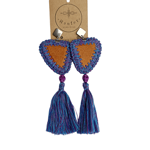 Aros calavera ecocuero y borlas - Diseño único hecho a mano - 105