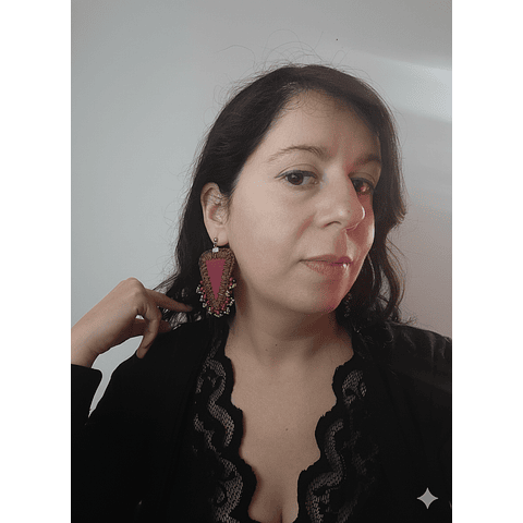 Aros jeans burdeo bordados con mostacillas - Diseño único hecho mano - 109