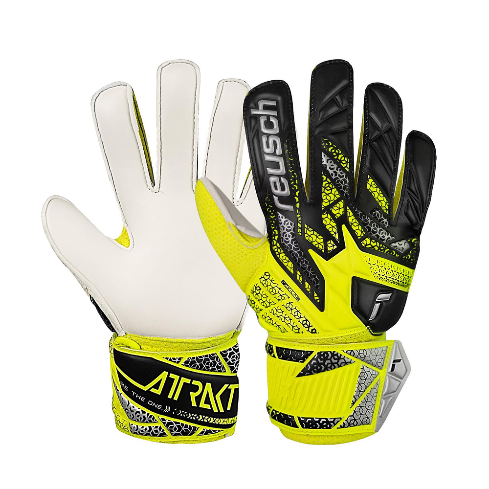 Reusch Guante Arquero Attrakt Solid Junior GK25 (Amarillo Fluor/Plateado) 