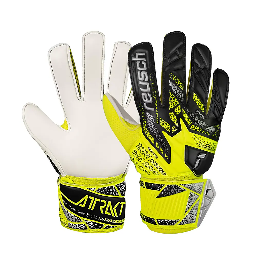 Reusch Guante Arquero Attrakt Solid Junior GK25 (Amarillo Fluor/Plateado) 