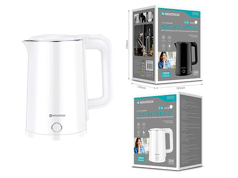 Chaleira Elétrica HA-001 Branco – 2,5L, 1500W, Aço Inoxidável, Proteção Contra Fervura a Seco