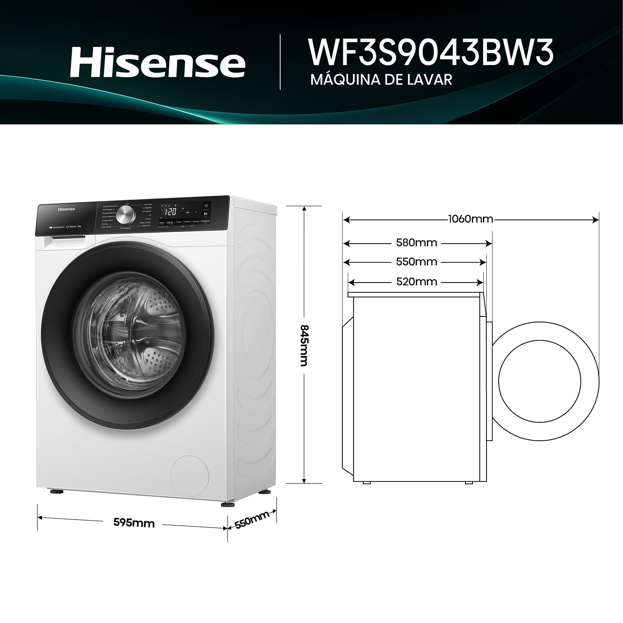 Máquina de Lavar Roupa Hisense 9Kg [Usado/Verificado] 3