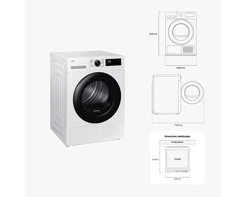 Máquina de Secar Roupa Samsung 9KG WIFI DV90DG52A0AEEP