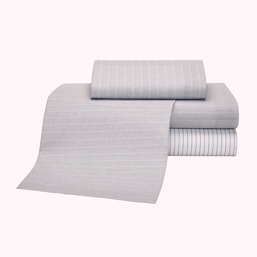 Juego de Sábanas 1 1/2 Raya Gris 132 H