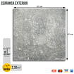 Cerámica Exterior: Baltimore Gris, 57x57, 2.30 m2, Antideslizante.