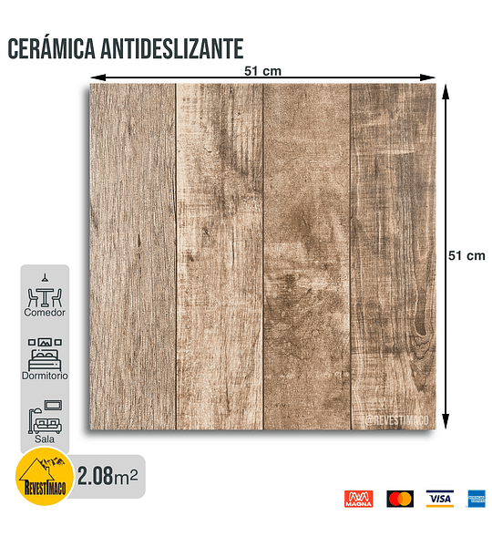 Cerámica Antideslizante Stage Marrón 51x51 cm - 2.08 m² - Ideal para Exterior e Interior