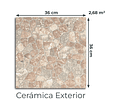 $6.340 m² - Cerámica Exterior Piedra Toscana 36x36 cm - 2.68 m² - Acabado Mate