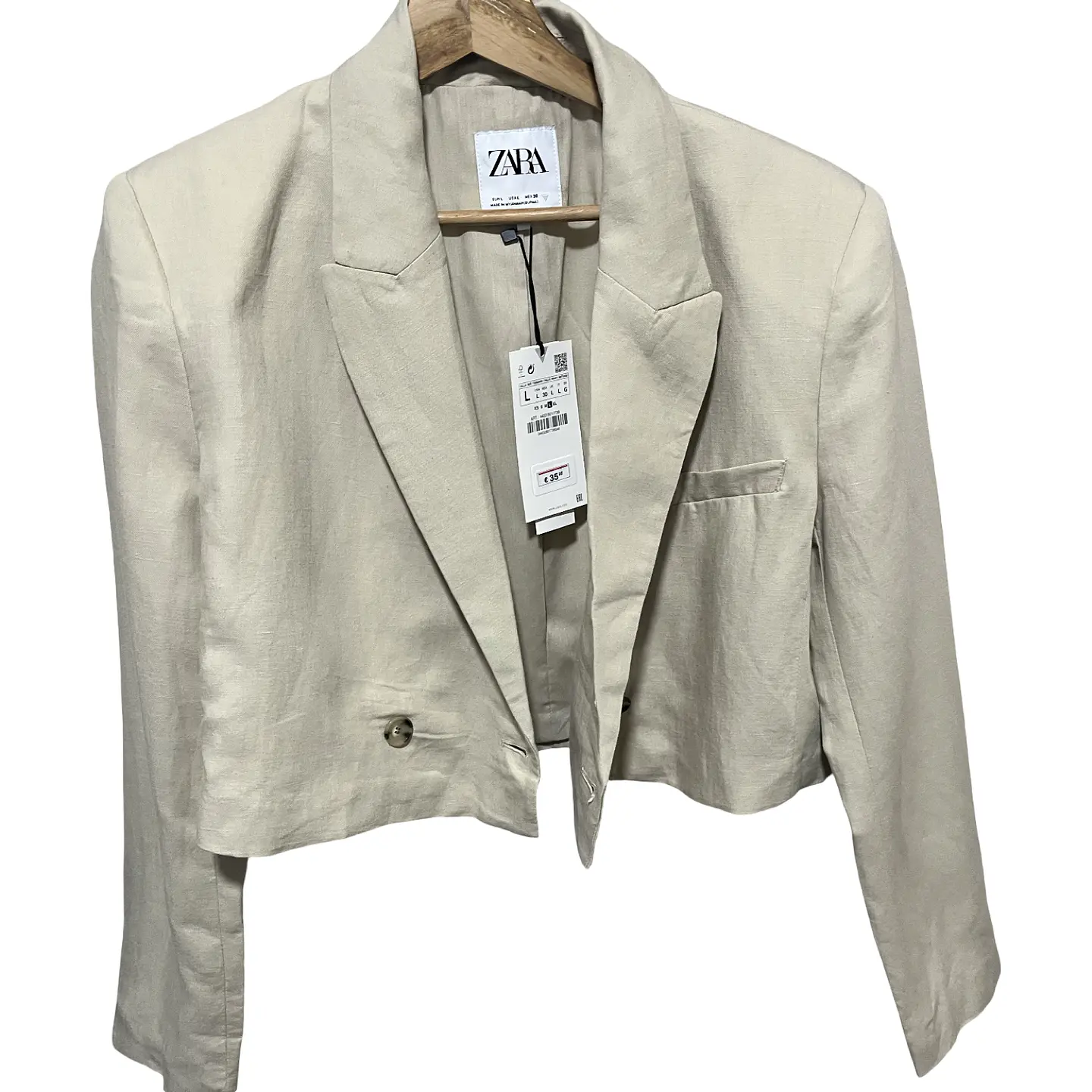ZARA · Blazer corto beige — Talla L 1