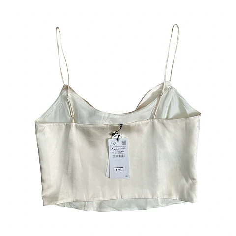 Top satinado marfil — Talla XL