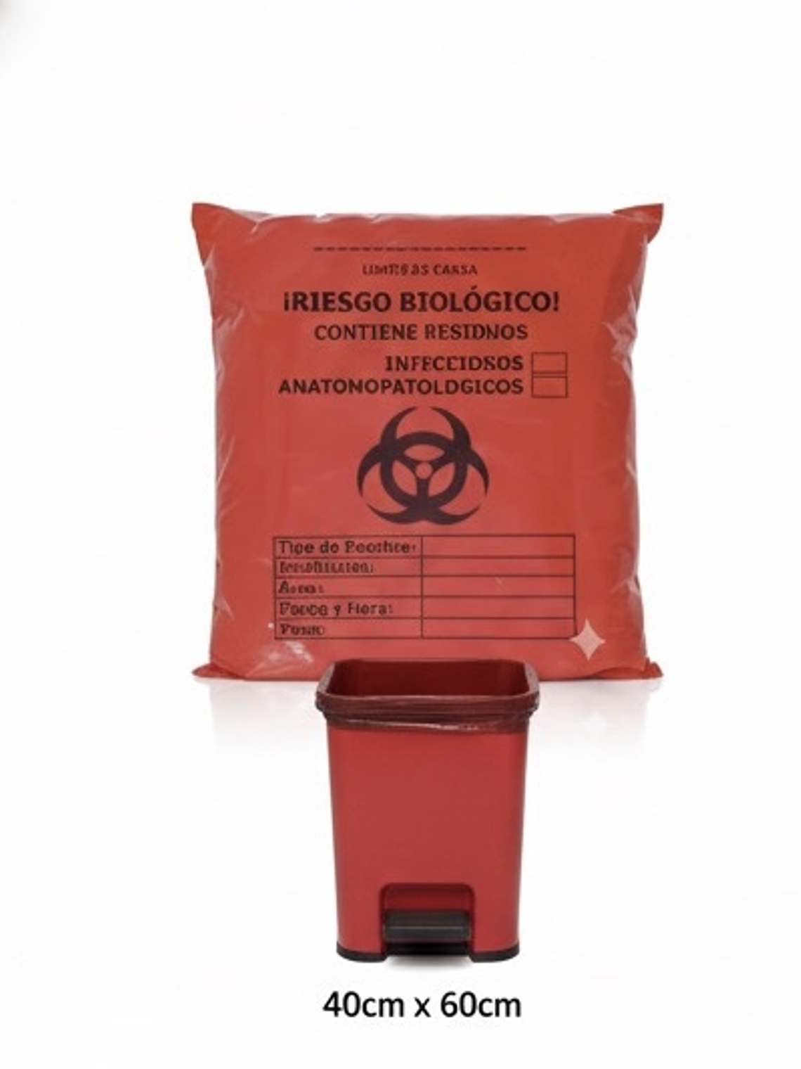 PAQUETE DE BOLSAS ROJAS X 10 UNIDS TAMAÑO 40CMX60CM - IDEAL PARA MICROGENERADORES 1