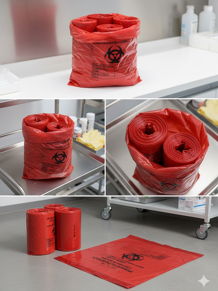 PAQUETE DE BOLSAS ROJAS X 10 UNIDS TAMAÑO 40CMX60CM - IDEAL PARA MICROGENERADORES 3