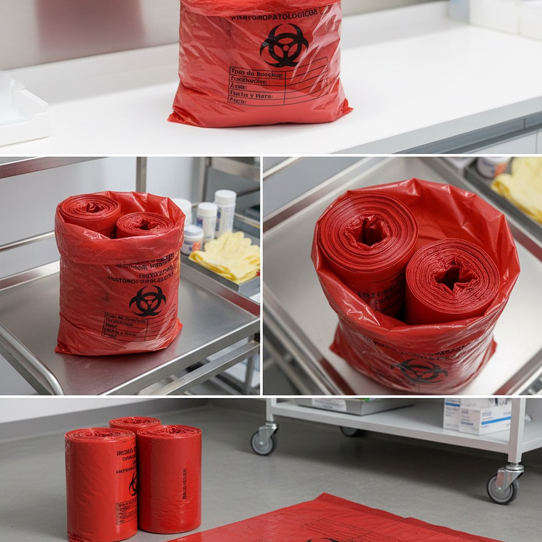 PAQUETE DE BOLSAS ROJAS MARCADAS X 10 UNIDS TAMAÑO - 40CMX60CM - IDEAL PARA MICROGENERADORES 5