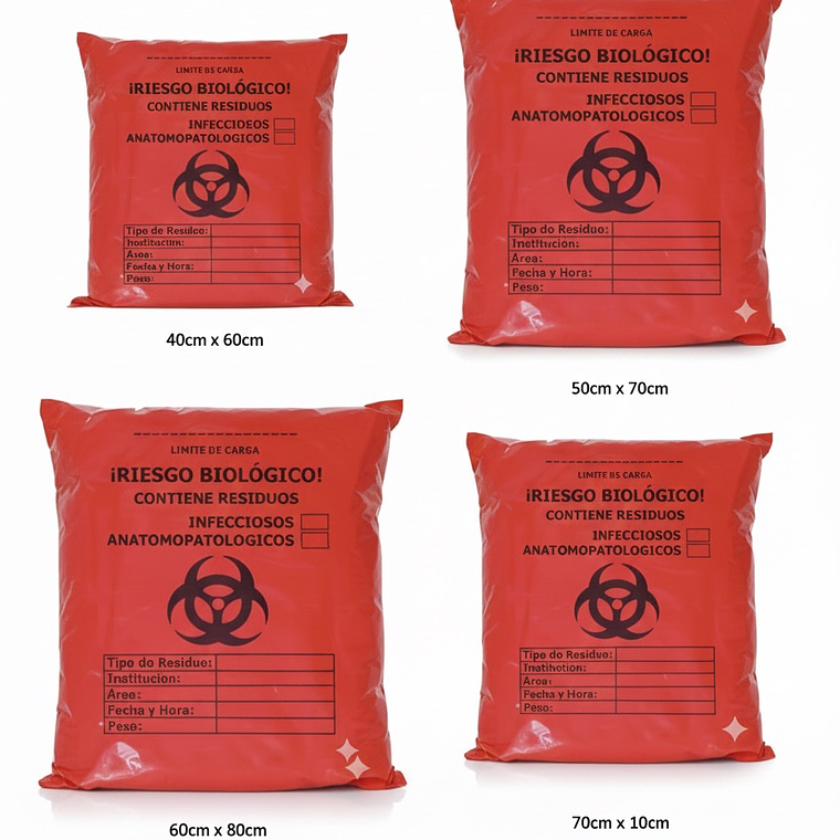 PAQUETE DE BOLSAS ROJAS MARCADAS X 10 UNIDS - TAMAÑO 50X70CM - IDEAL PARA PEQUEÑOS GENERADORES  4