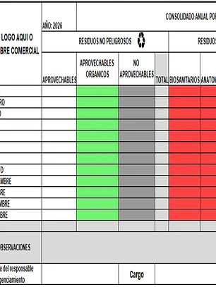 FORMATO RH1 EDITABLE E IMPRIMIBLE  ( RESIDUOS HOSPITALARIO 1 - ANUAL)