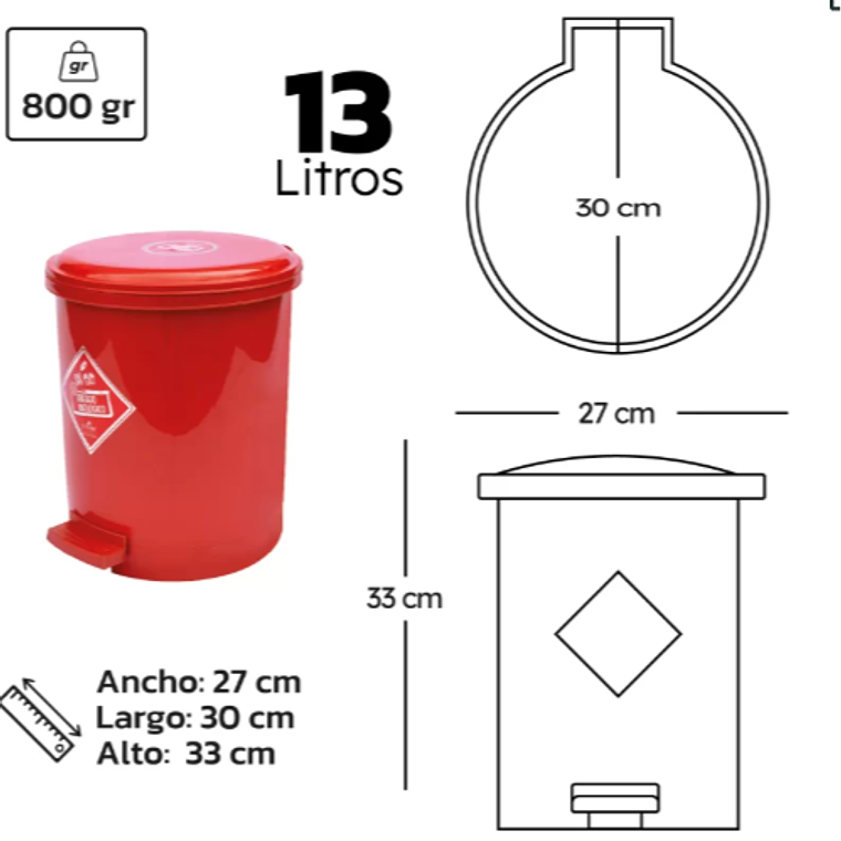 Papelera Luxury de Pedal 13L 4