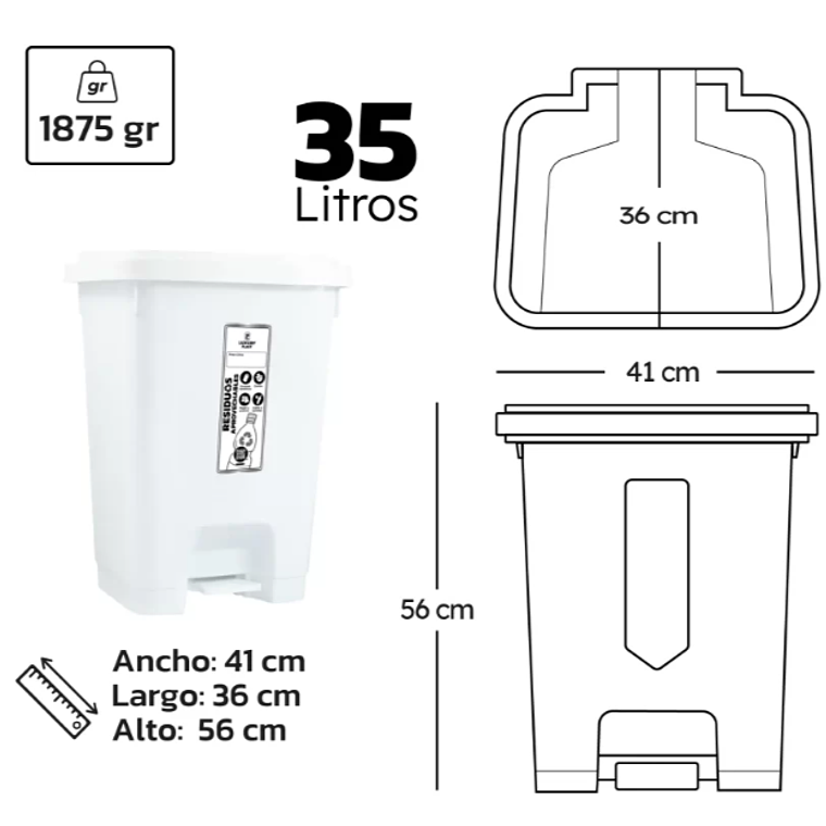 Papelera Luxury de Pedal 35 L 2