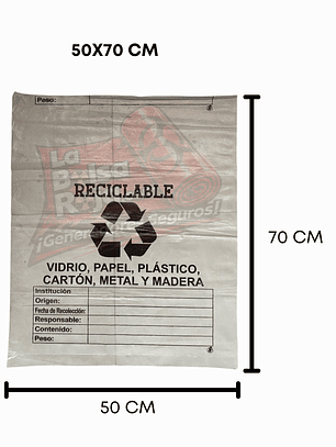 PAQ X 10 UNIDS TAMAÑO 50X70 CM ROTULADAS MARCADAS