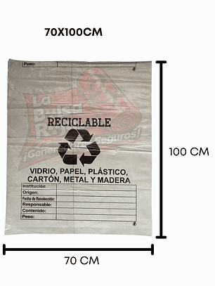 PAQ X 10 UNIDS TAMAÑO 70X100 CM BLANCAS ROTULADAS MARCADAS