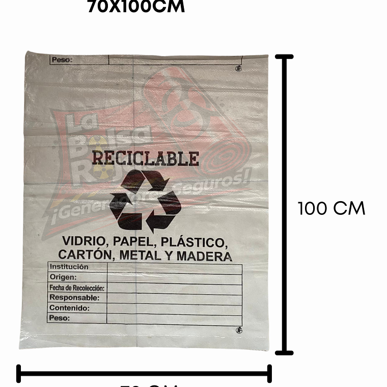PAQ X 10 UNIDS TAMAÑO 70X100 CM BLANCAS ROTULADAS MARCADAS 1