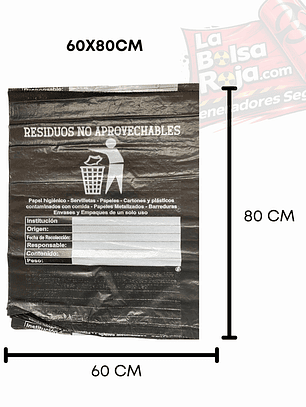 PAQ X 10 UNIDS TAMAÑO 60X80 CM NEGRAS ROTULADAS MARCADAS