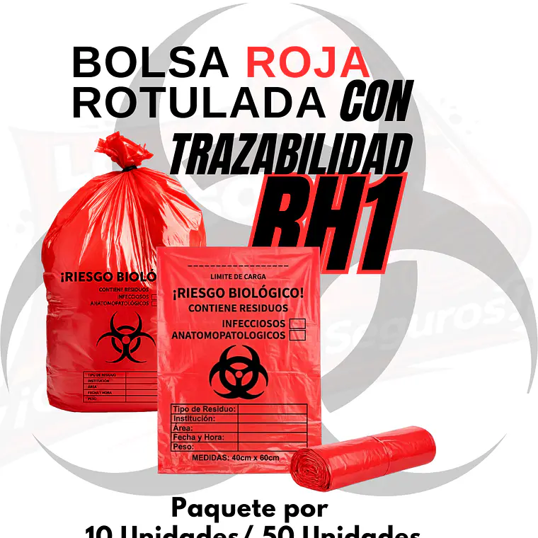 BOLSAS ROJAS ROTULADAS- RESID HOSPITALARIOS - TAMAÑO 40X60CM - PAPELERA PEQUEÑA 7