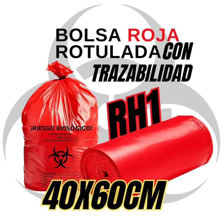 BOLSAS ROJAS ROTULADAS- RESID HOSPITALARIOS - TAMAÑO 40X60CM - PAPELERA PEQUEÑA 1
