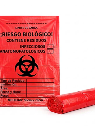 BOLSAS ROJAS ROTULADAS - RESID HOSPITALARIOS - TAMAÑO 90X120CM - CANECA EXTRA GRANDE